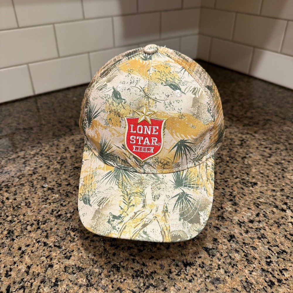 Lone Star Beer Camo Trucker Hat Strap Back Mesh Outdoor Fishing